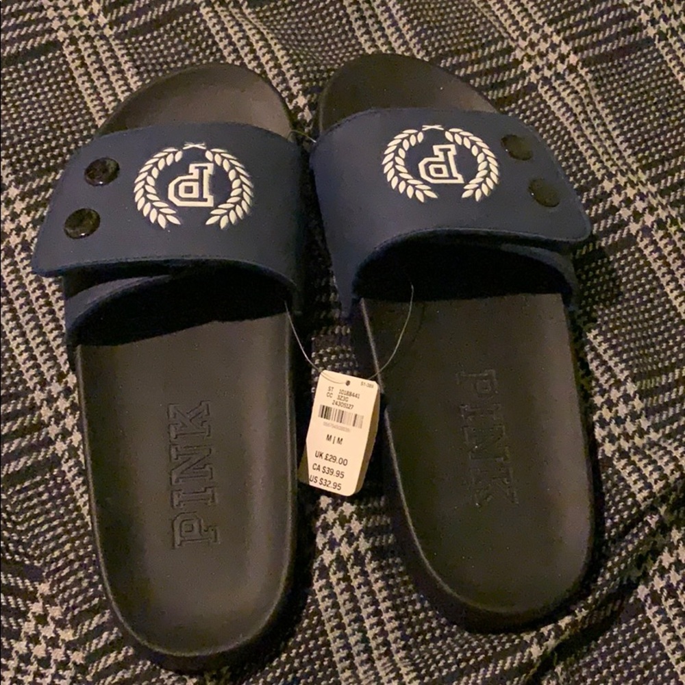 PInk Victoria secret slides navy blue with tag